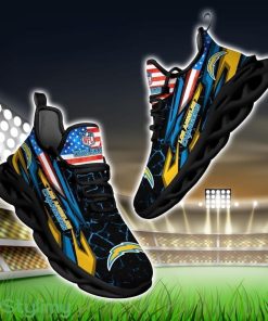 NFL Los Angeles Chargers Logo And Flag Custom Name Max Soul Shoes Gift For Fan Product Photo 1