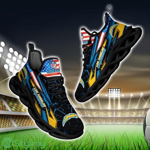 NFL Los Angeles Chargers Logo And Flag Custom Name Max Soul Shoes Gift For Fan