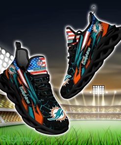 NFL Miami Dolphins Logo And Flag Custom Name Max Soul Shoes Gift For Fan Product Photo 1