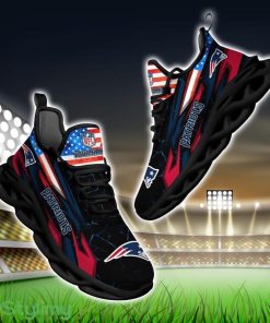 NFL New England Patriots Logo And Flag Custom Name Max Soul Shoes Gift For Fan Product Photo 1