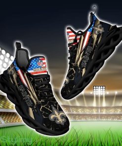 NFL New Orleans Saints Logo And Flag Custom Name Max Soul Shoes Gift For Fan Product Photo 1