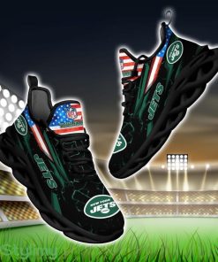 NFL New York Jets Logo And Flag Custom Name Max Soul Shoes Gift For Fan Product Photo 1