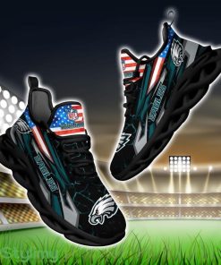 NFL Philadelphia Eagles Logo And Flag Custom Name Max Soul Shoes Gift For Fan Product Photo 1