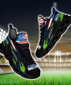 NFL Seattle Seahawks Logo And Flag Custom Name Max Soul Shoes Gift For Fan Product Photo 1