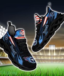 NFL Tennessee Titans Logo And Flag Custom Name Max Soul Shoes Gift For Fan Product Photo 1