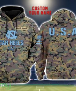 North Carolina Tar Heels 3D Printing Army Camo Pattern Unisex Hoodies Custom Name For Fans Product Photo 1
