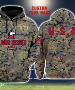 North Texas Mean Green 3D Printing Army Camo Pattern Unisex Hoodies Custom Name For Fans Product Photo 1