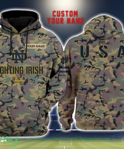 Notre Dame Fighting Irish 3D Printing Army Camo Pattern Unisex Hoodies Custom Name For Fans Product Photo 1
