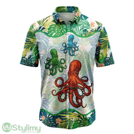 Octopus Green Tropical Hawaiian Shirt 3D All Over Printed Hawaii Shirt Product Photo 1
