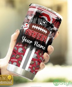 Ohio State Buckeyes Tropical Personalized Name 3D Tumbler Summer Gift For Fans Product Photo 3