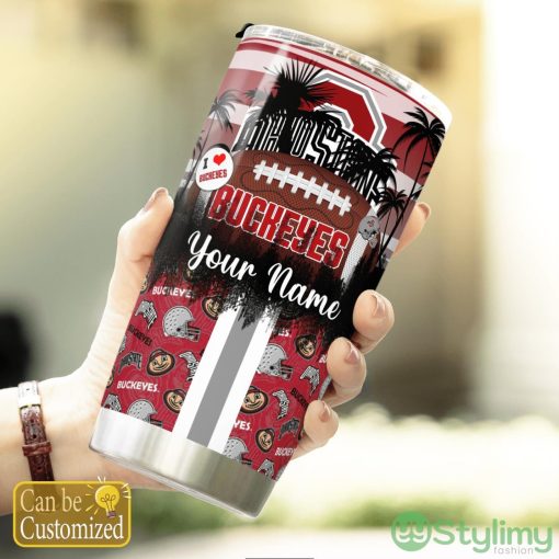 Ohio State Buckeyes Tropical Personalized Name 3D Tumbler Summer Gift For Fans