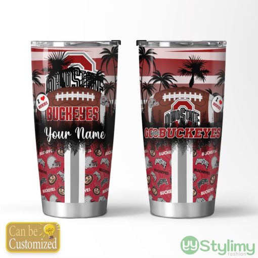 Ohio State Buckeyes Tropical Personalized Name 3D Tumbler Summer Gift For Fans