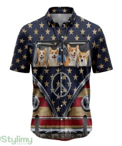 Pembroke Welsh Corgi Flag Hippie Bus Hawaiian Shirt Short Sleeves Shirt Beach Gift Product Photo 1