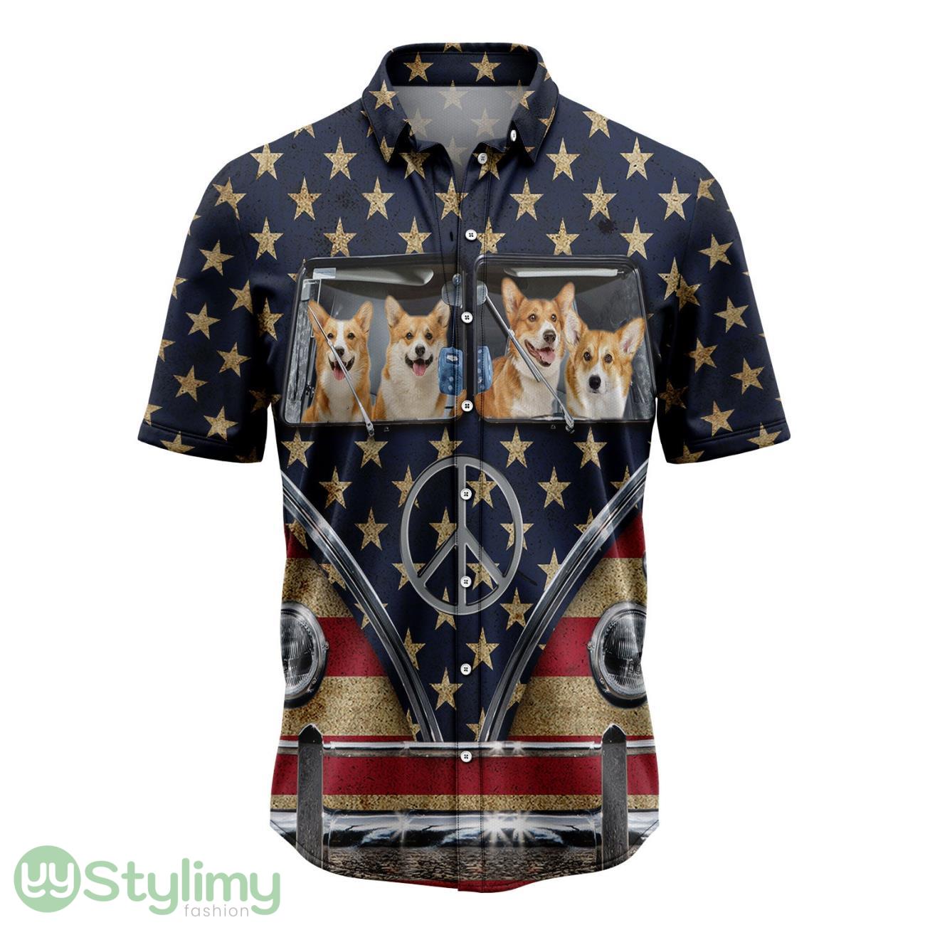 Pembroke Welsh Corgi Flag Hippie Bus Hawaiian Shirt Short Sleeves Shirt Beach Gift 2 Pembroke Welsh Corgi Flag Hippie Bus Hawaiian Shirt Short Sleeves Shirt Beach Gift Product Photo 1