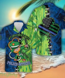 Police St Patrick's Day Leprechaun 3D Hawaiian Shirt Summer Vacation Gift Product Photo 1