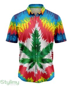 Pot Leaf Marijuana Cannibus Tie Dye Aloha Cute Summer Gift 3D Hawaiian Shirt Product Photo 1