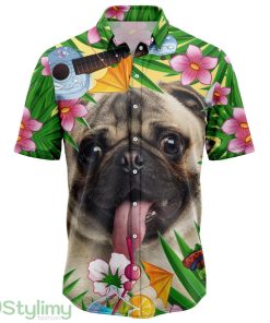 Pug Summer Party TY2007 Cute Summer Gift 3D Hawaiian Shirt Product Photo 1