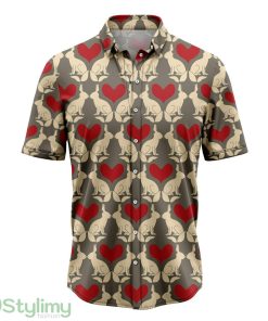 Rabbit And Heart Hawaiian Shirt 3D Printed Cute Summer Gift For Mne ANd Women Product Photo 1