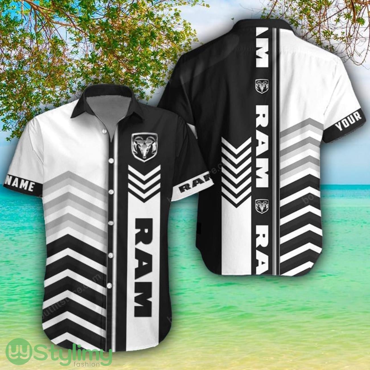 Ram truck White Hawaiian Shirt Shorts Sleeve Beach Shirt Custom Name 1 Ram truck White Hawaiian Shirt Shorts Sleeve Beach Shirt Custom Name Product Photo 1