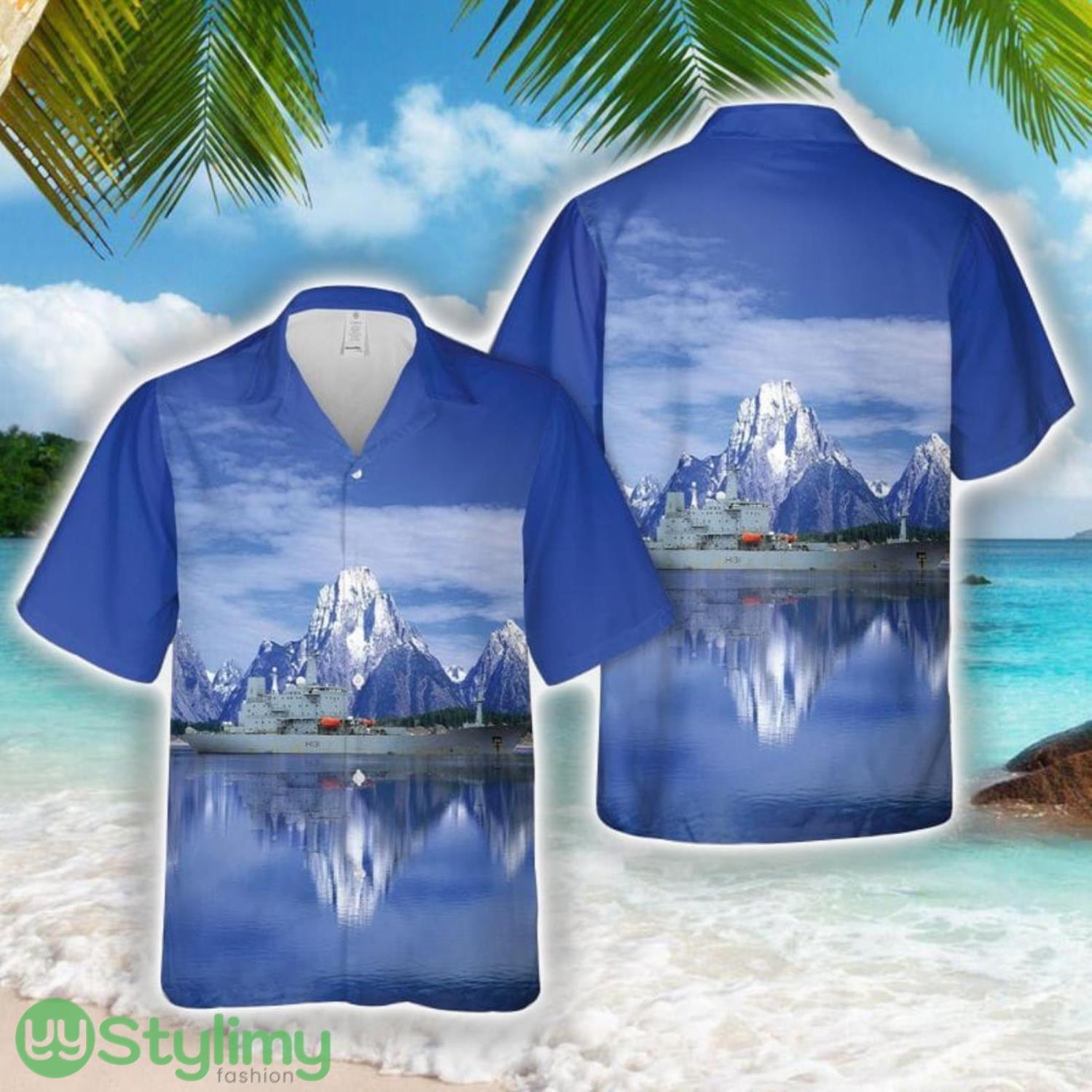 Royal Navy, HMS Scott (H131) Hawaiian Shirt 2 Royal Navy, HMS Scott (H131) Hawaiian Shirt Product Photo 1
