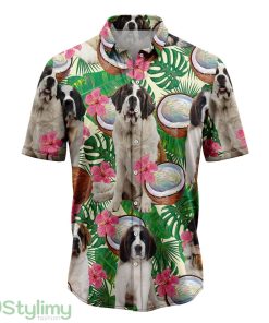 Saint Bernard Tropical Coconut Hawaiian Shirt 3D All Over Printed Hawaii Shirt Product Photo 1