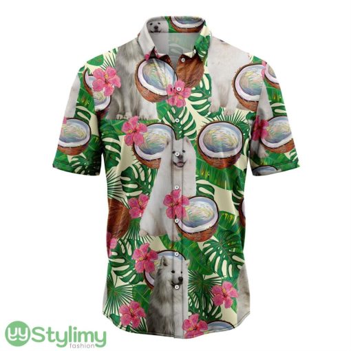 Samoyed Tropical Coconut Hawaiian Shirt Short Sleeves Shirt Beach Gift