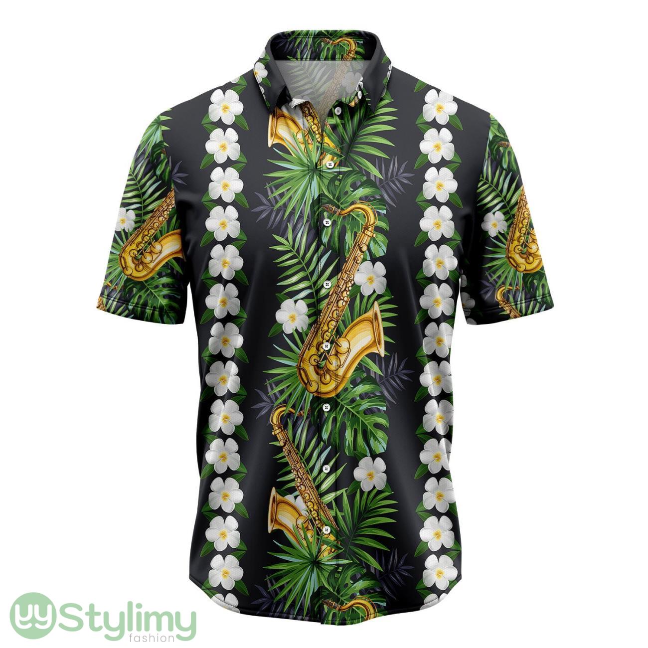 Saxophone Green Leaf Hawaiian Shirt Short Sleeves Shirt Beach Gift 2 Saxophone Green Leaf Hawaiian Shirt Short Sleeves Shirt Beach Gift Product Photo 1