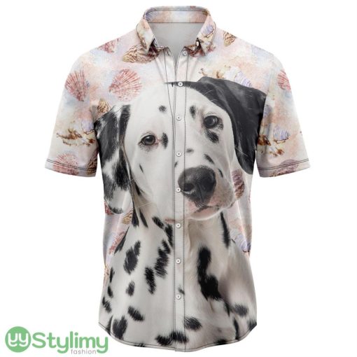 Seashells and Cute Dalmatian Hawaiian Shirt Short Sleeves Shirt Beach Gift Product Photo 1