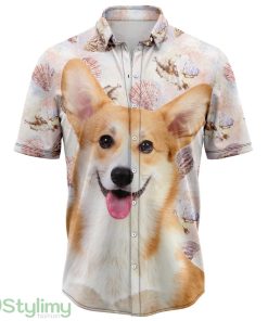 Seashells and Cute Pembroke Welsh Corgi Hawaiian Shirt Short Sleeves Shirt Beach Gift Product Photo 1