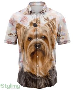 Seashells and Cute Yorkshire Terrier Hawaiian Shirt 3D Printed Cute Summer Gift For Mne ANd Women Product Photo 1