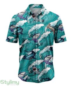 Shark Sea Waves Hawaiian Shirt All Over Printed Beach Shirt Product Photo 1
