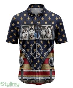 Siberian Husky Flag Hippie Bus Hawaiian Shirt 3D All Over Printed Hawaii Shirt Product Photo 1