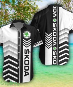 Skoda White Hawaiian Shirt Shorts Sleeve Beach Shirt Custom Name Product Photo 1