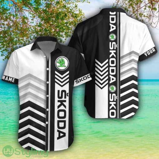 Skoda White Hawaiian Shirt Shorts Sleeve Beach Shirt Custom Name