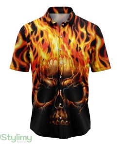 Skull Fire Hawaiian Shirt 3D Printed Cute Summer Gift For Mne ANd Women Product Photo 1