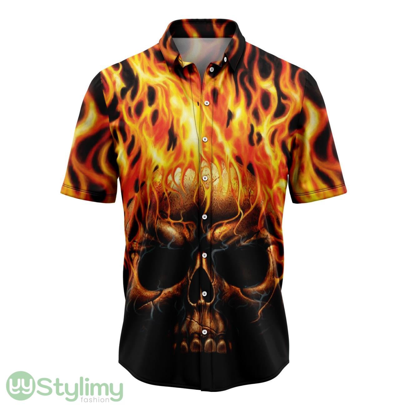 Skull Fire Hawaiian Shirt 3D Printed Cute Summer Gift For Mne ANd Women 2 Skull Fire Hawaiian Shirt 3D Printed Cute Summer Gift For Mne ANd Women Product Photo 1