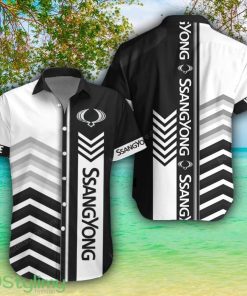 SsangYong Motor White Hawaiian Shirt Shorts Sleeve Beach Shirt Custom Name Product Photo 1