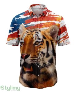 Tiger USA Flag Hawaiian Shirt Short Sleeves Shirt Beach Gift Product Photo 1