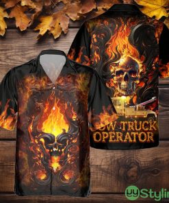 Tow Truck Operator Fire Skull 3D Printed Hawaiian Shirt Gift Ideas For Summer Product Photo 1