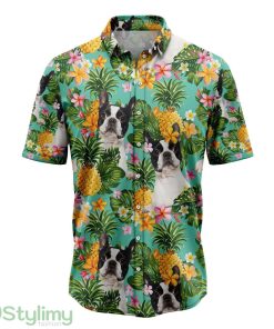 Tropical Pineapple Boston Terrier Hawaiian Shirt Short Sleeves Shirt Beach Gift Product Photo 1