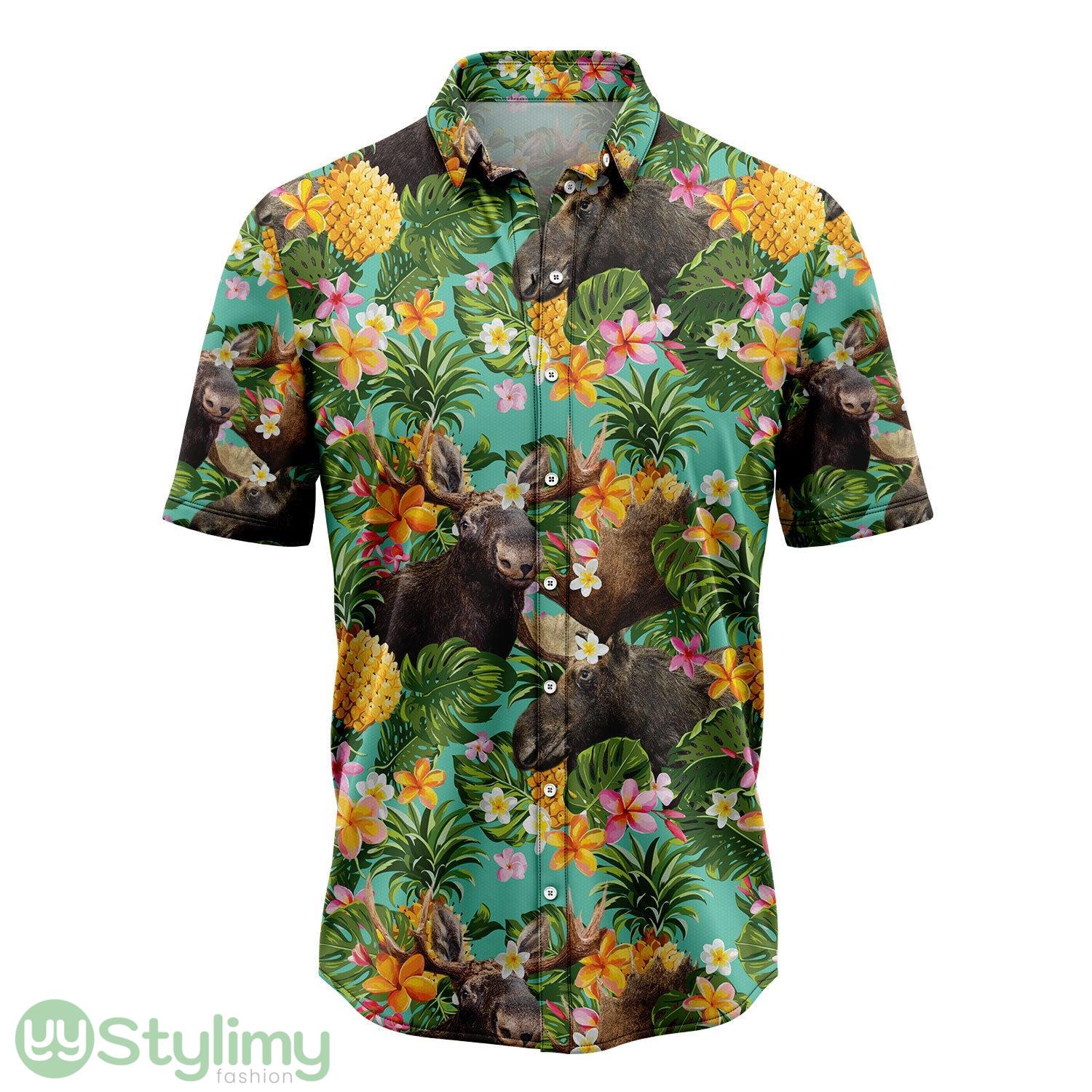 Tropical Pineapple Moose Hawaiian Shirt Short Sleeves Shirt Beach Gift 2 Tropical Pineapple Moose Hawaiian Shirt Short Sleeves Shirt Beach Gift Product Photo 1