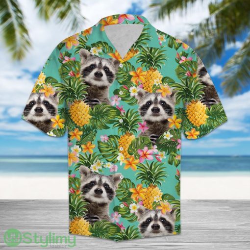 Tropical Pineapple Raccoon 3D Aloha Hawaiian Shirt For Men And Women Product Photo 1