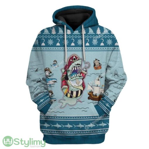 Ugly Captain Shark And Pirates Custom Hoodie 3D Alll Over Print Gift For Christmas Product Photo 1