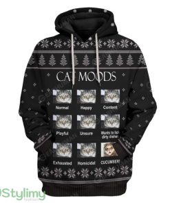 Ugly Cat Moods Hoodie 3D Alll Over Print Gift For Christmas Product Photo 1