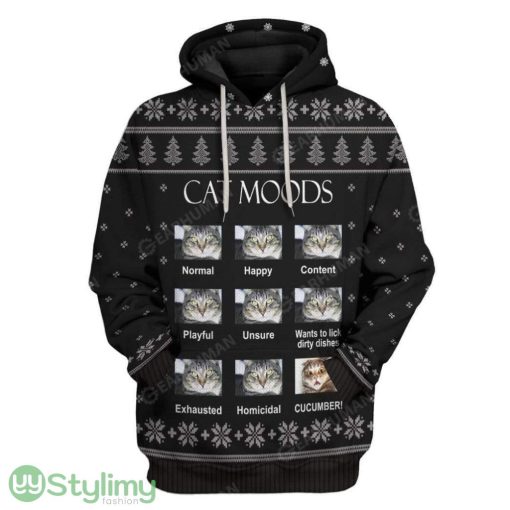 Ugly Cat Moods Hoodie 3D Alll Over Print Gift For Christmas