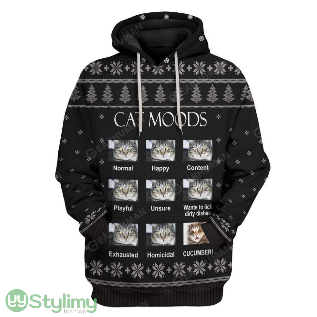 Ugly Cat Moods Hoodie 3D Alll Over Print Gift For Christmas 5 Ugly Cat Moods Hoodie 3D Alll Over Print Gift For Christmas Product Photo 1