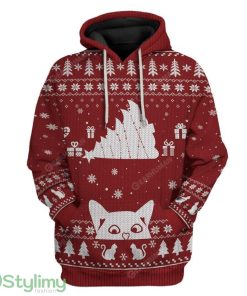 Ugly Christmas Cat Tipping Xmas Tree Over Meowy Catmas Custom Hoodie 3D Alll Over Print Gift For Christmas Product Photo 1