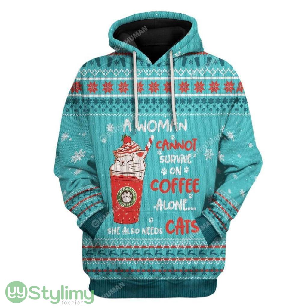 Ugly Christmas Coffee & Cat Custom Hoodie 3D Alll Over Print Gift For Christmas 5 Ugly Christmas Coffee & Cat Custom Hoodie 3D Alll Over Print Gift For Christmas Product Photo 1