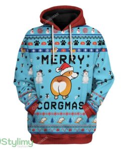 Ugly Christmas Corgi Custom Hoodie 3D Alll Over Print Gift For Christmas Product Photo 1