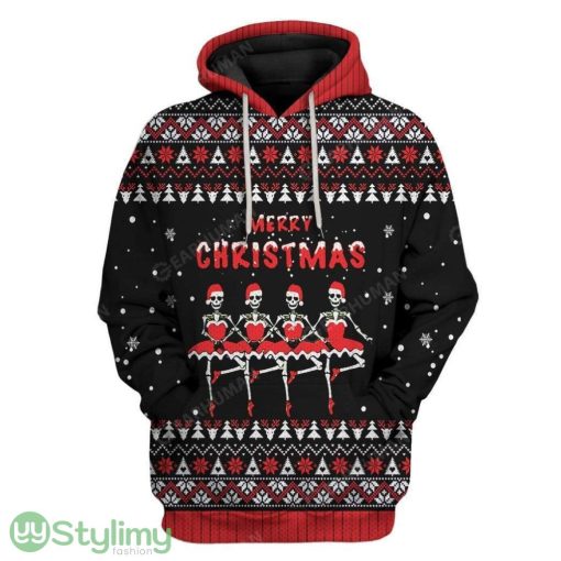 Ugly Christmas Dancing Skeleton Custom Hoodie 3D Alll Over Print Gift For Christmas